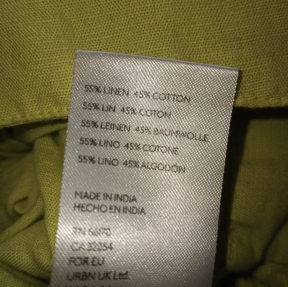 Anthropologie Linen Blend Twist Front Smocked Waist Deep V Plunge Neckline Crop - Picture 7 of 7